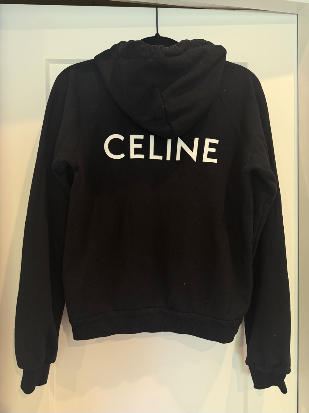 Celine Paris Black Back Logo Hoodie Size Small
